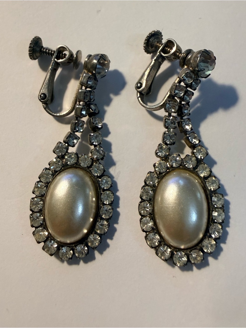 Pearl-Effect Crystal Drop Clip-On Earrings - Women Jewelry